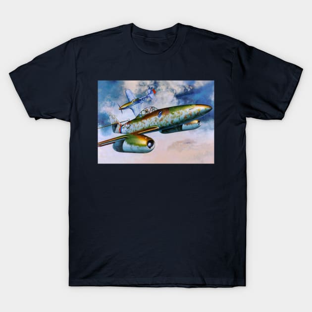 Me262 vs P51 T-Shirt by Aircraft.Lover